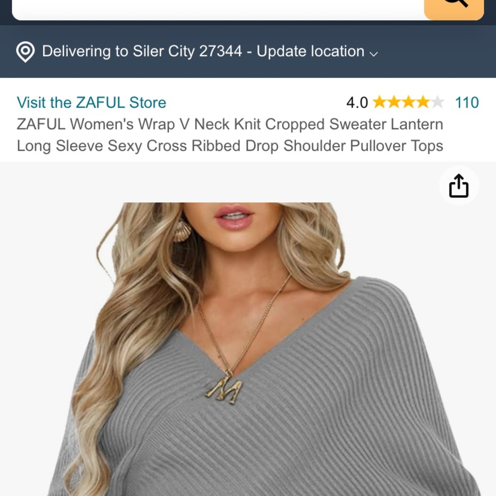 ZAFUL Women's Wrap V Neck Knit Cropped Sweater